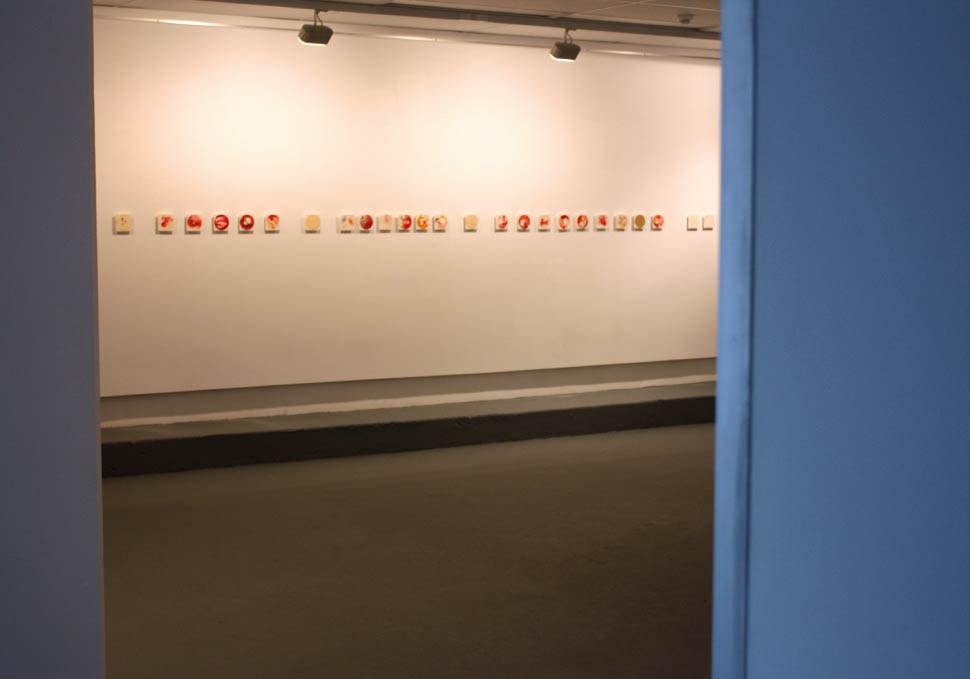 Art, gallery view of abstract paintings by Maya Walker