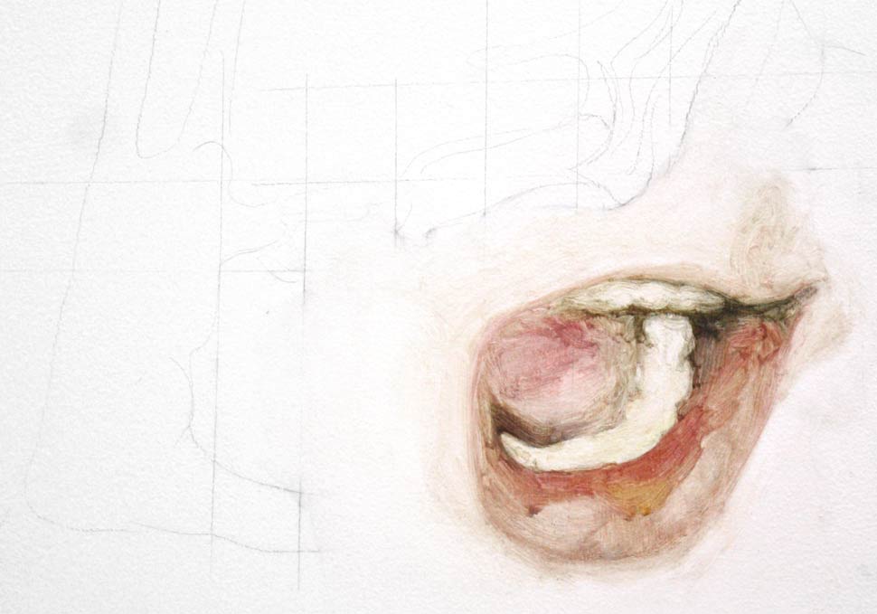 Art, detail of abstract figurative oil painting by Maya Walker