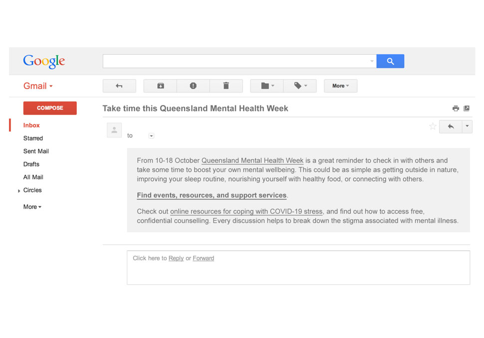 Communication, Mental Health Week email message