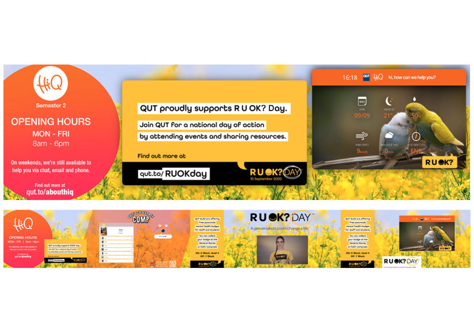 Communication, R U OK? Day messages designed for floor to ceiling digital wall