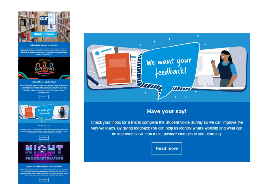 Communication, university student survey enewsletter story