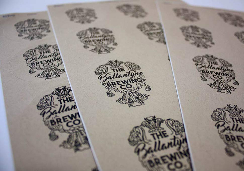 Graphic design, Ballantyne Brewing Co. sheet of stickers by Maya Walker