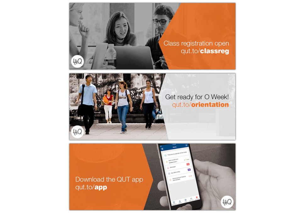 Graphic design, HiQ website banners by Maya Walker