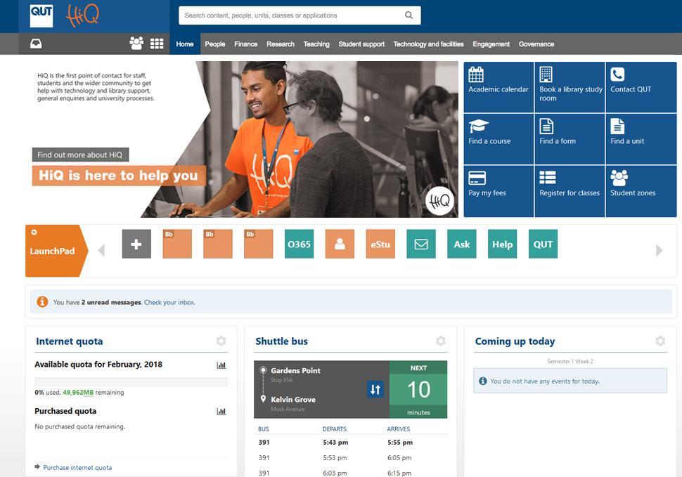 Graphic design, QUT student website HiQ banner 'Find out more about HiQ' by Maya Walker