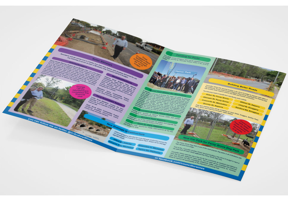 Graphic design, Brisbane City Council Enoggera Ward Budget 14/15 newsletter by Maya Walker