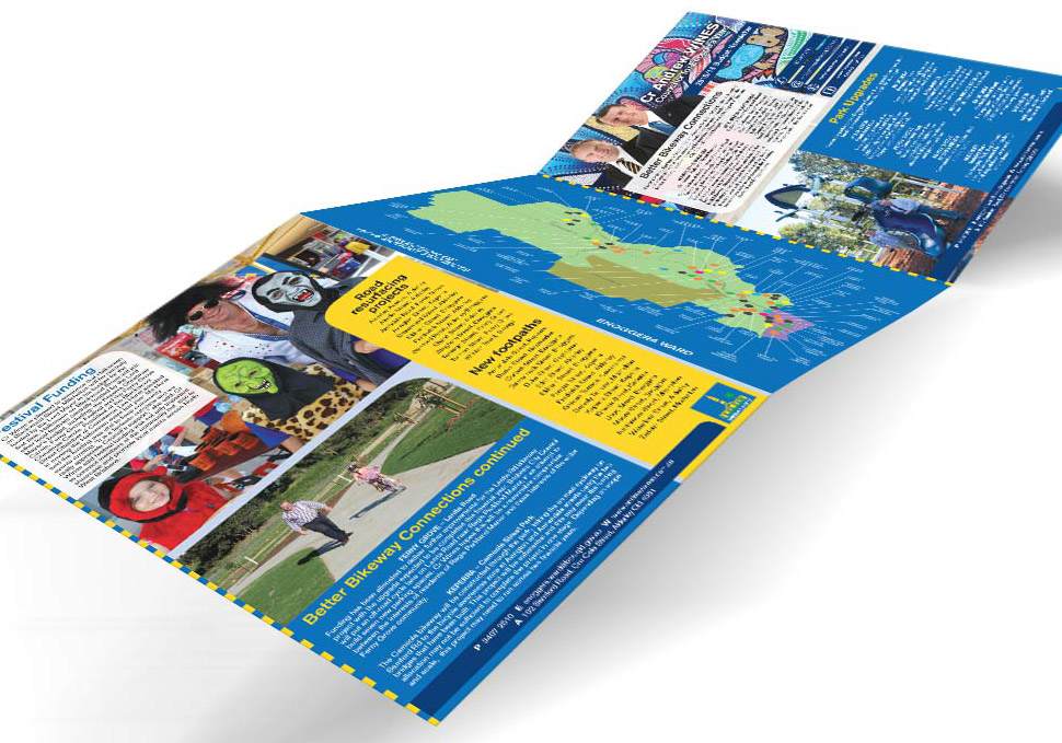 Graphic design, Brisbane City Council Enoggera Ward Budget 15/16 newsletter by Maya Walker
