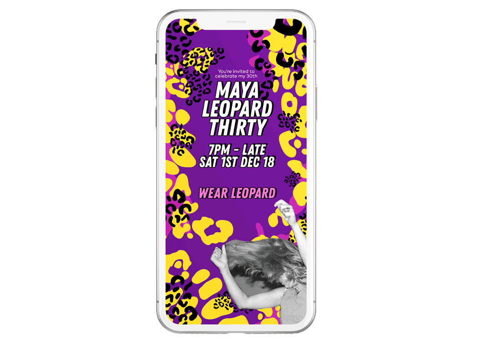 Graphic design, Birthday digital invitation on iPhone by Maya Walker