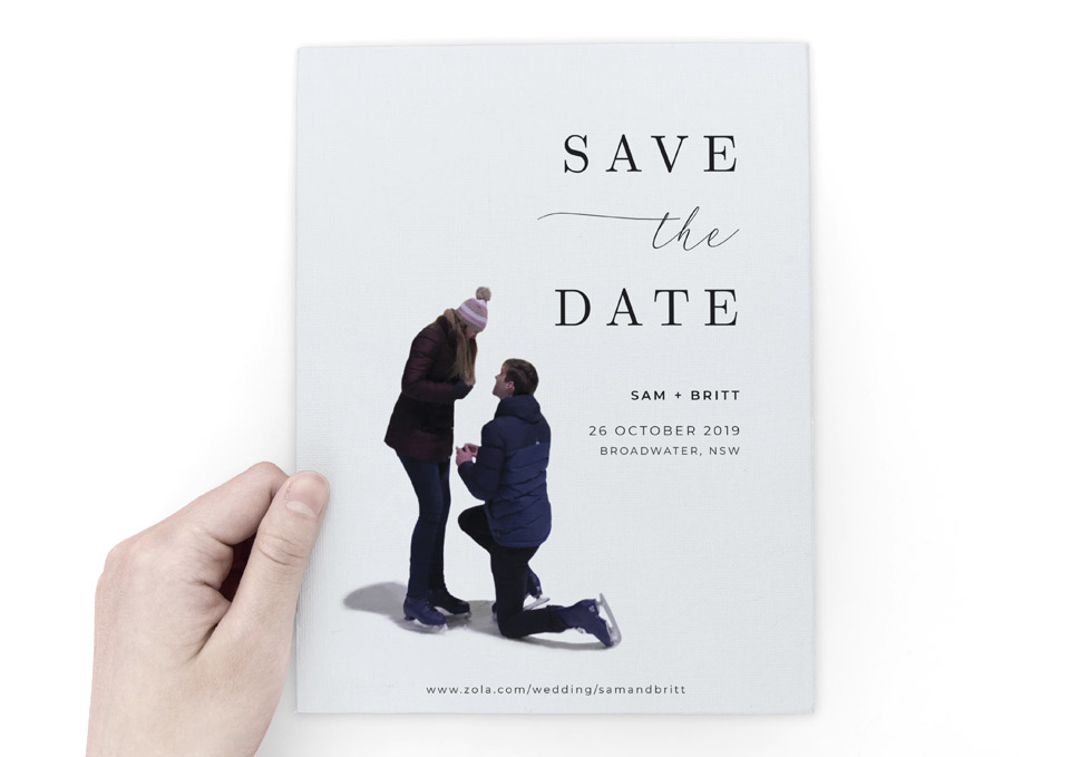 Graphic design, Save the date print invitation by Maya Walker