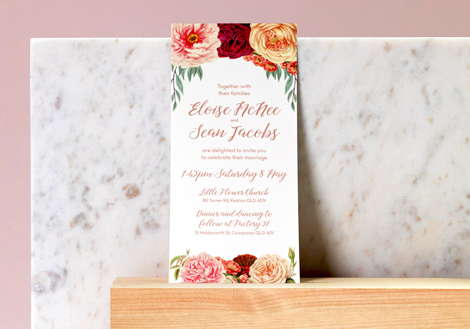 Graphic design, Wedding print invitation by Maya Walker