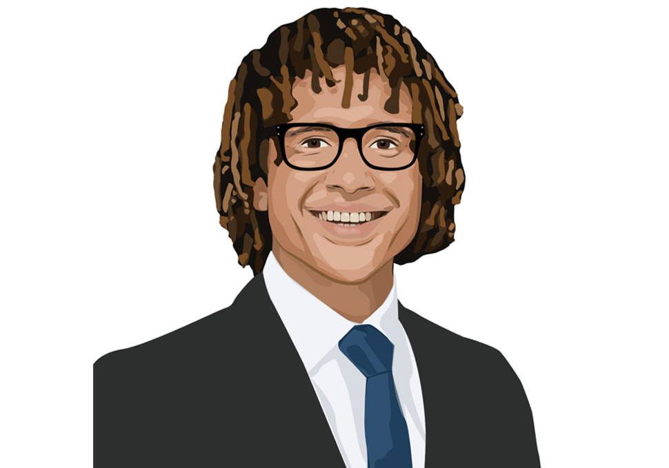 Graphic design, custom vector illustration of Sean Jacobs by Maya Walker