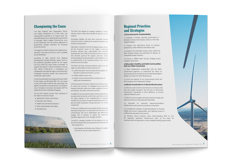 Graphic design, New England Joint Organisation Strategic Plan 2018-21 by Maya Walker