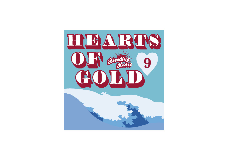 Graphic design, Hearts of Gold 9 art exhibition social media image by Maya Walker