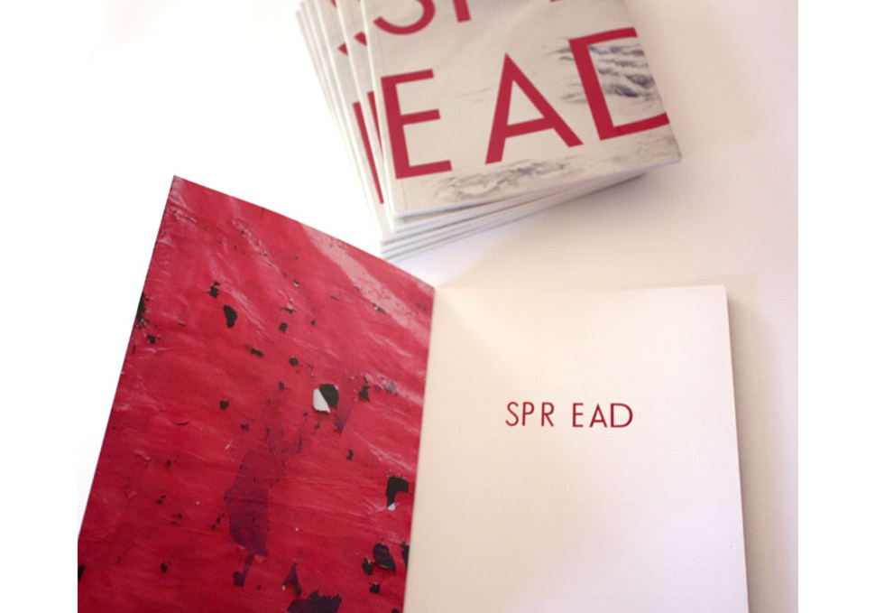 Graphic design, A5 QCA Graduate Exhibition 2012 catalogue front cover and first spread by Maya Walker