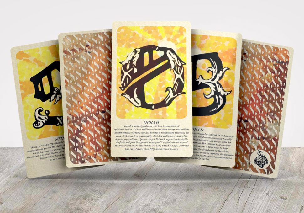 Graphic design, 5 solace cards featuring front and back designs by Maya Walker