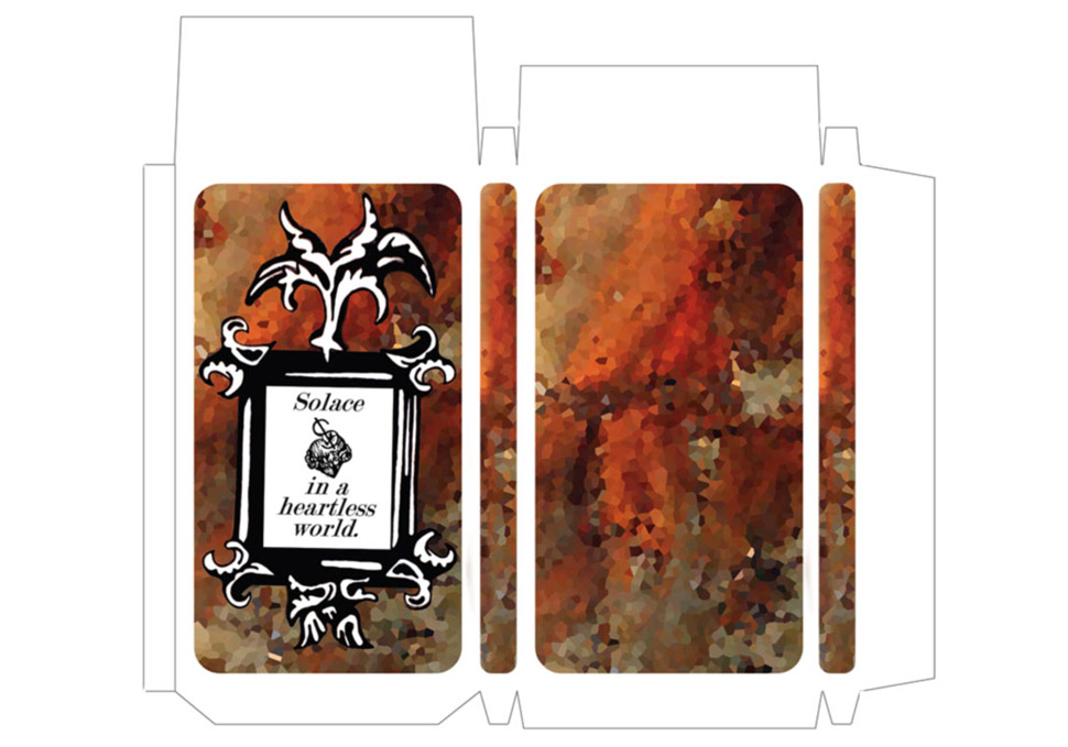 Graphic design, Solace card pack laid out as package net by Maya Walker