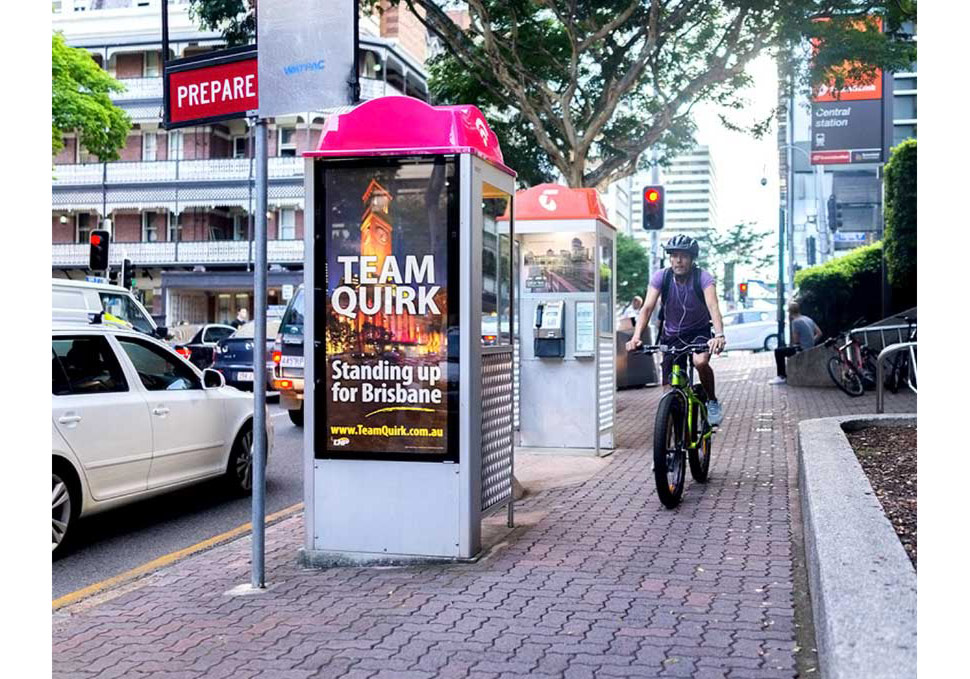 Graphic design, Lord Mayor Graham Quirk phonebooth advertisement by Maya Walker