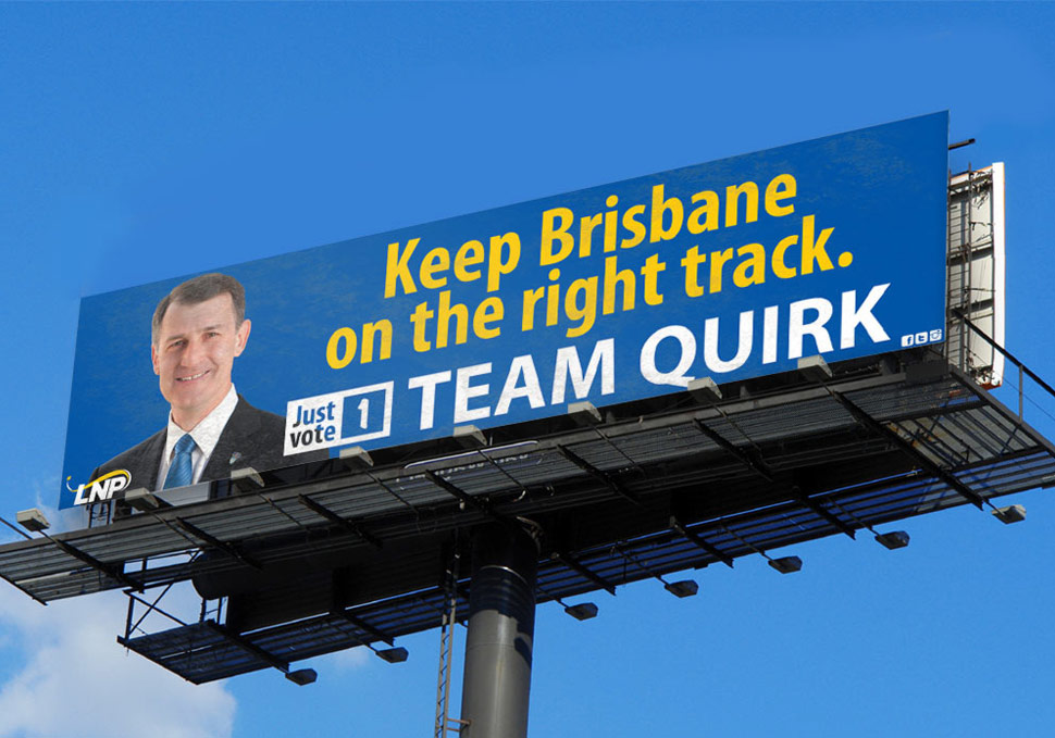 Graphic design, Lord Mayor Graham Quirk supersize billboard by Maya Walker